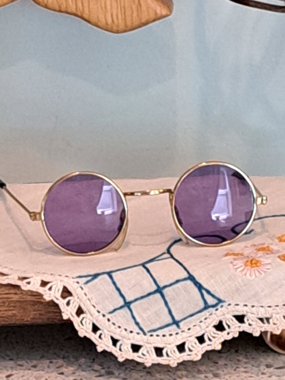 Vintage Child/ Youth Round Purple Lens Sunglasses with Gold Frame 90's